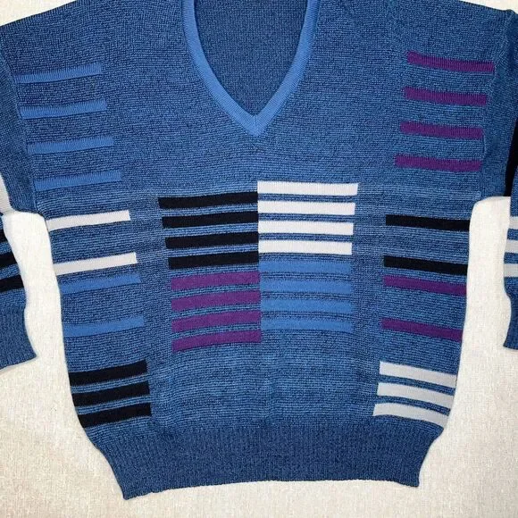 St. Croix KnitsVintage 90s Wool & Mohair Blue Long Sleeve SweaterMedium